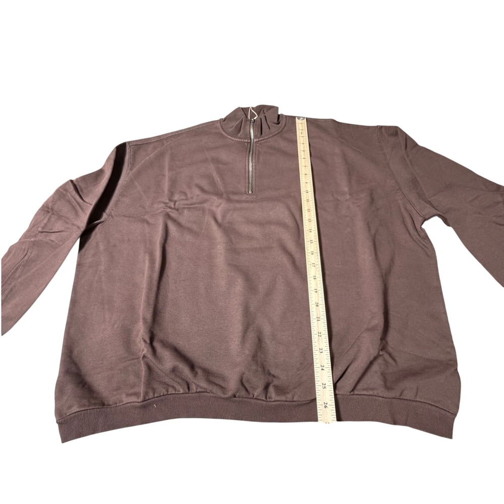 Skims Boyfriend Fleece Slouchy Half Zip Pullover Espresso Brown Medium Cotton - Picture 6 of 10